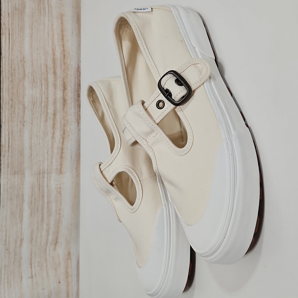 Vans Cream Canvas Slip-On Mary Jane Style 93 Shoe Sneaker 8.5 - Picture 8 of 13